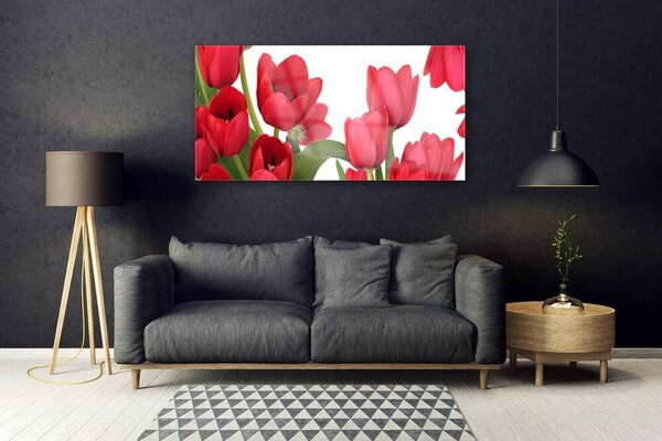 Tablou pe sticla Lalele Floral Red