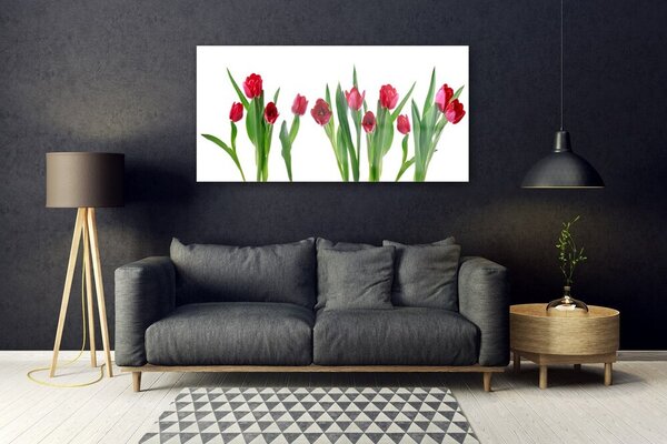 Tablou pe sticla Lalele Floral Red