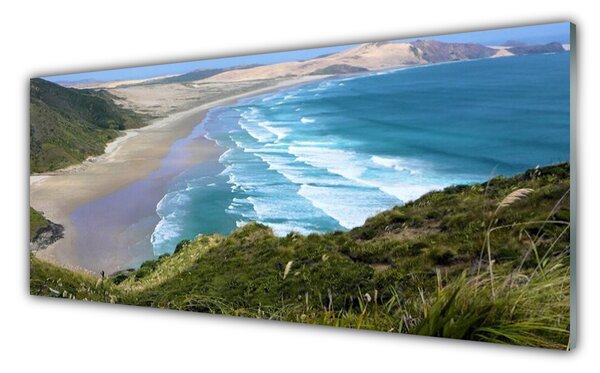 Tablou pe sticla Sea Beach Peisaj Maro Alb Albastru