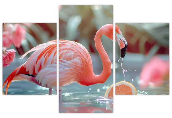 Tablou - Flamingo în iaz (90x60 cm)