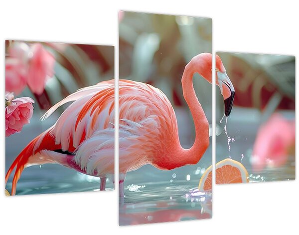 Tablou - Flamingo în iaz (90x60 cm)