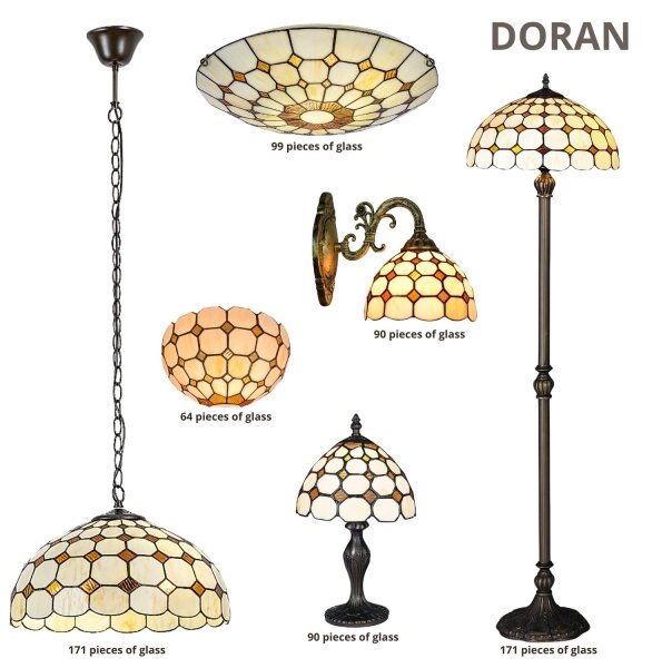 Brilagi - Plafonieră Tiffany DORAN din vitralii, 2xE27/60W/230V