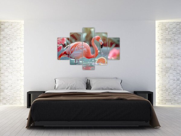 Tablou - Flamingo în iaz (150x105 cm)