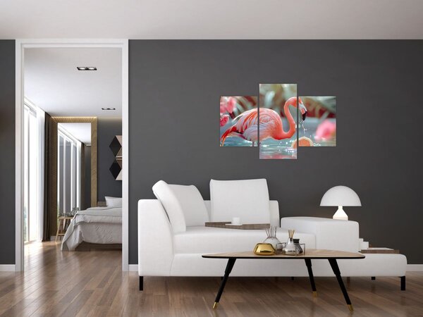 Tablou - Flamingo în iaz (90x60 cm)