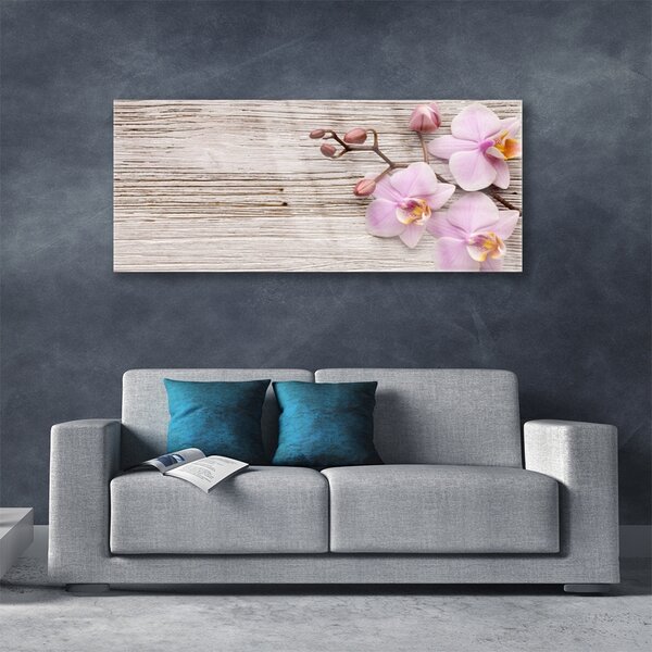 Tablou pe sticla Flori roz Floral