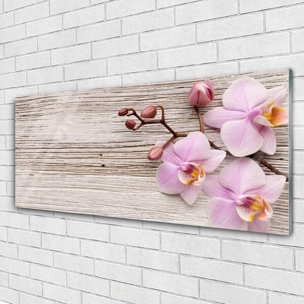 Tablou pe sticla Flori roz Floral