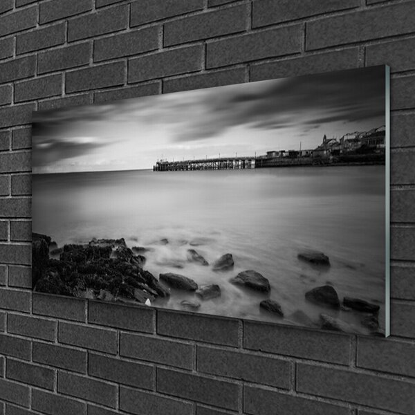Tablou pe sticla Sea Stones Peisaj Gray