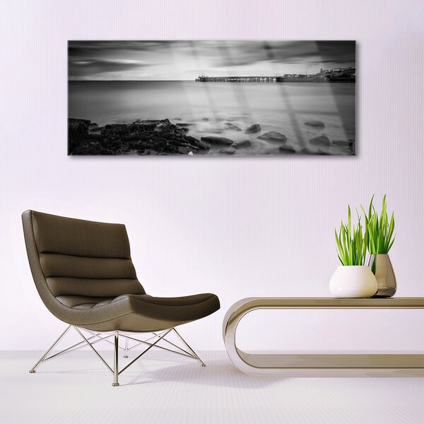 Tablou pe sticla Sea Stones Peisaj Gray