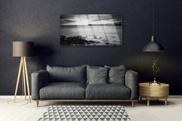 Tablou pe sticla Sea Stones Peisaj Gray