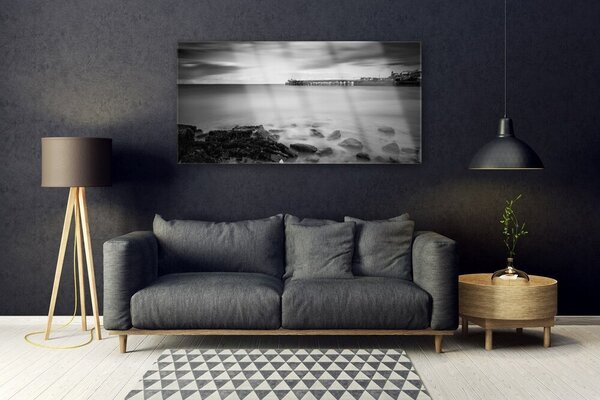 Tablou pe sticla Sea Stones Peisaj Gray