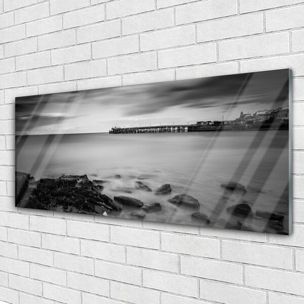 Tablou pe sticla Sea Stones Peisaj Gray