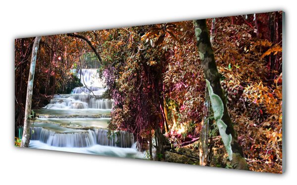 Tablou pe sticla Cascada Pădure Natura Alb Brun