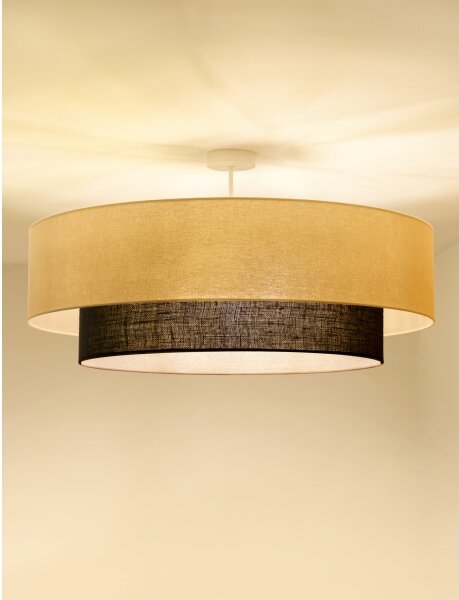 Brilagi - Lustru aplicat LED Boho, 3 x E27, 15 W, 230 V, diametru 80 cm, crem/maro