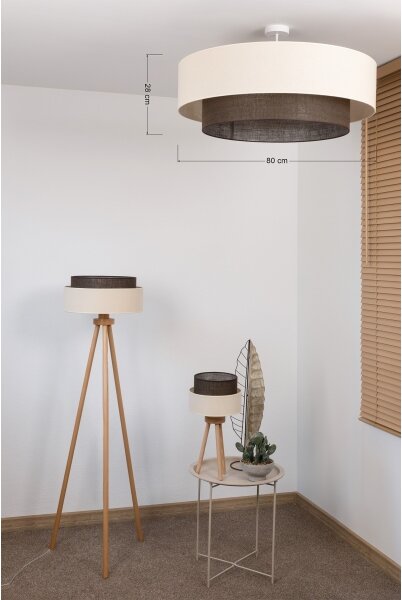 Brilagi - Lustru aplicat LED Boho, 3 x E27, 15 W, 230 V, diametru 80 cm, crem/maro