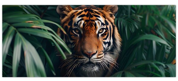 Tablou - Portretul unui tigru în junglă (120x50 cm)