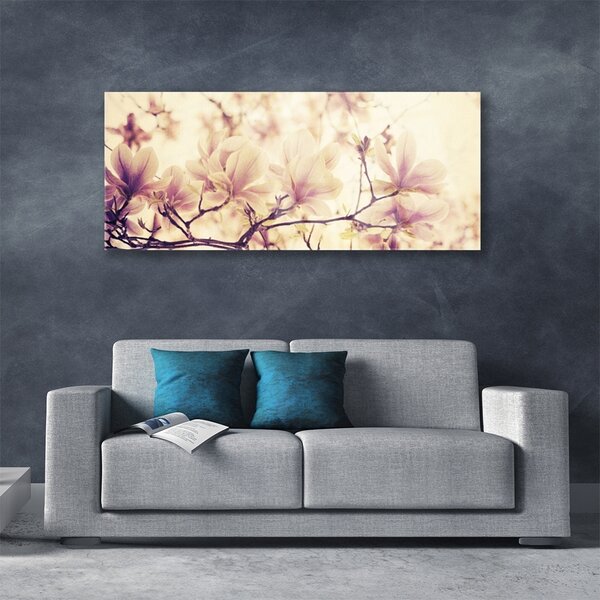 Tablou pe sticla Flori Floral roz bej