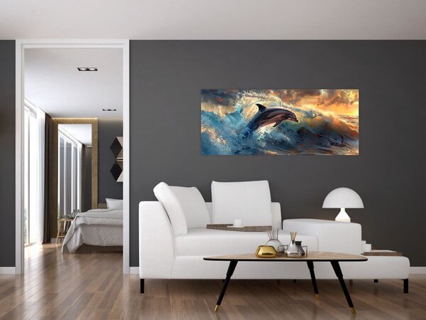 Tablou - Delfin, ilustrații (120x50 cm)