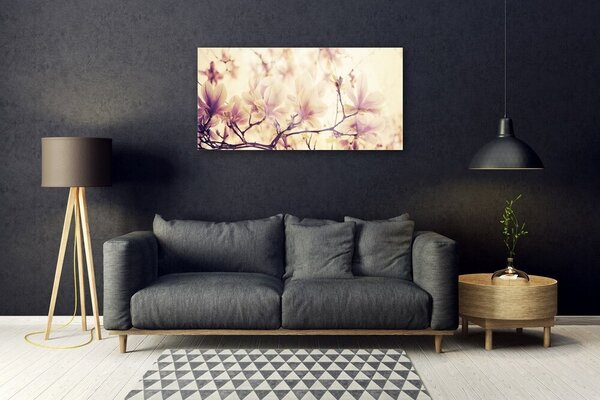 Tablou pe sticla Flori Floral roz bej