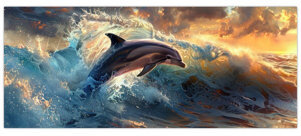 Tablou - Delfin, ilustrații (120x50 cm)