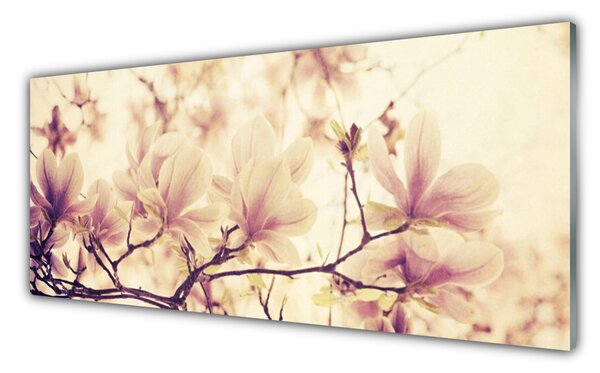 Tablou pe sticla Flori Floral roz bej
