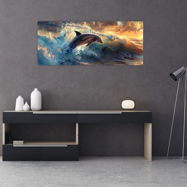 Tablou - Delfin, ilustrații (120x50 cm)