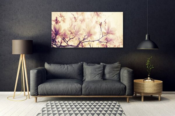 Tablou pe sticla Flori Floral roz bej