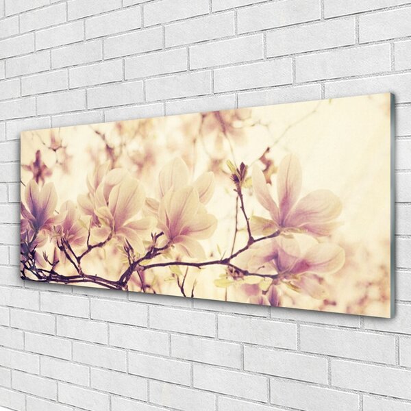 Tablou pe sticla Flori Floral roz bej