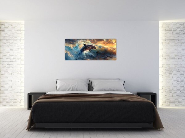 Tablou - Delfin, ilustrații (120x50 cm)