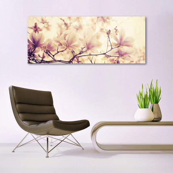 Tablou pe sticla Flori Floral roz bej