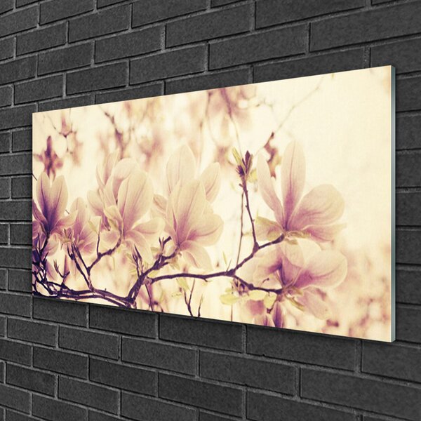Tablou pe sticla Flori Floral roz bej