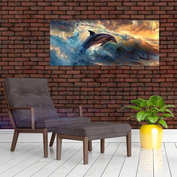 Tablou - Delfin, ilustrații (120x50 cm)