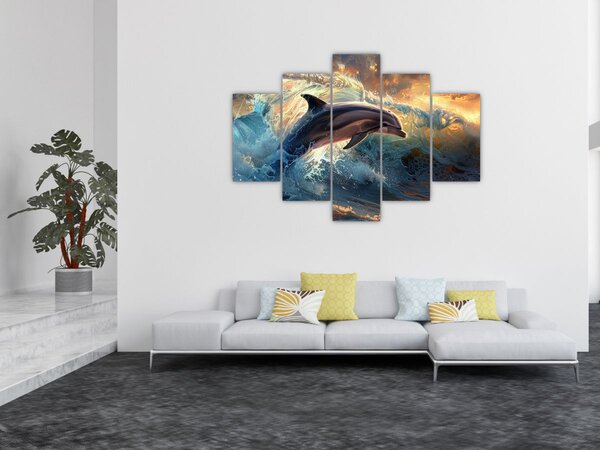 Tablou - Delfin, ilustrații (150x105 cm)