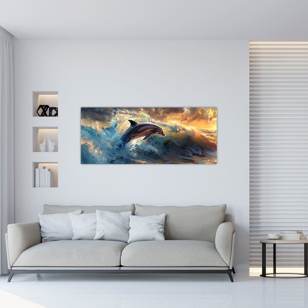 Tablou - Delfin, ilustrații (120x50 cm)