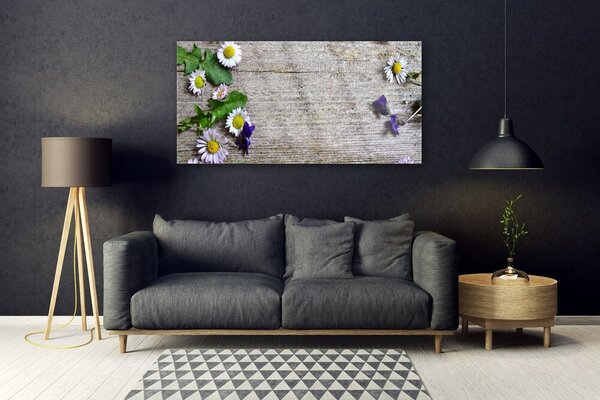 Tablou pe sticla Daisy Floral Roz Alb Galben