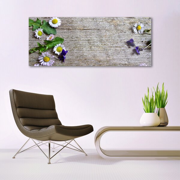 Tablou pe sticla Daisy Floral Roz Alb Galben