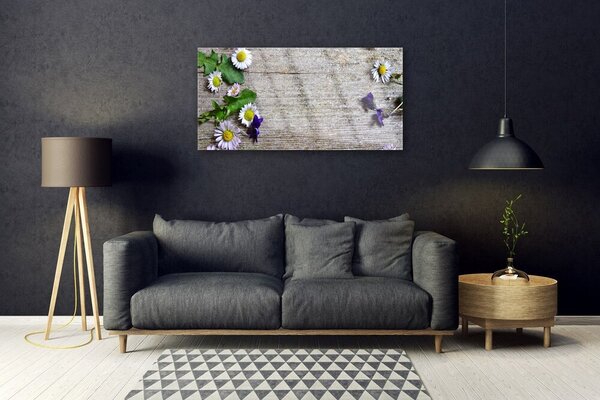 Tablou pe sticla Daisy Floral Roz Alb Galben