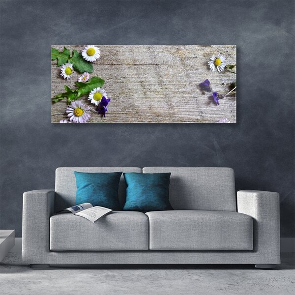 Tablou pe sticla Daisy Floral Roz Alb Galben