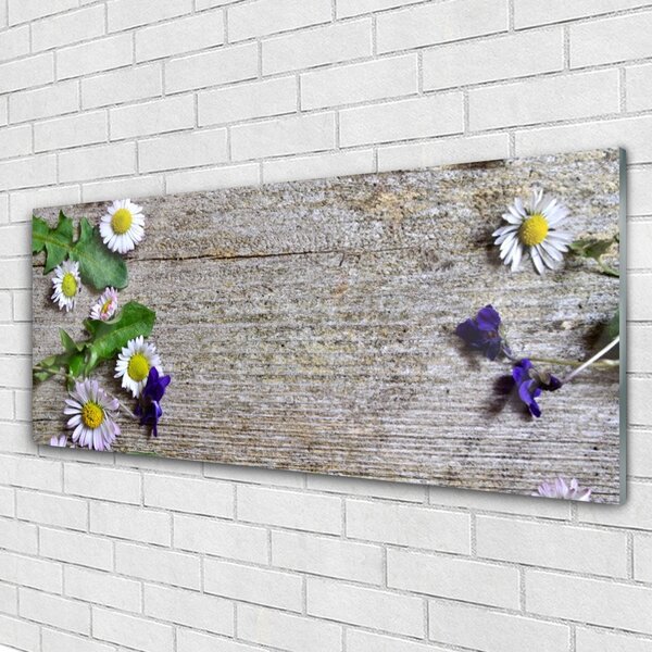 Tablou pe sticla Daisy Floral Roz Alb Galben