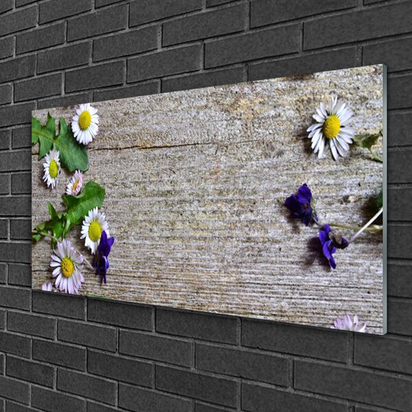 Tablou pe sticla Daisy Floral Roz Alb Galben