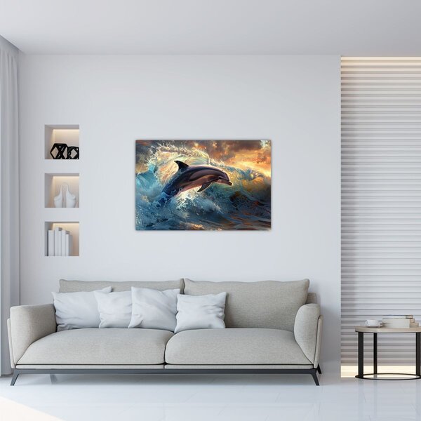 Tablou - Delfin, ilustrații (90x60 cm)
