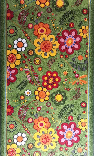 Traversa Flori, Verde, Latime 100 cm, 820 gr mp Verde, Dreptunghi, 100 x 300