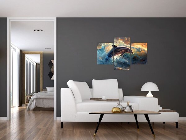 Tablou - Delfin, ilustrații (90x60 cm)