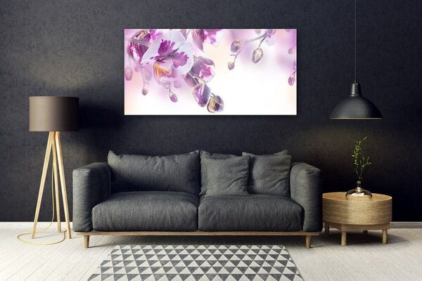 Tablou pe sticla Flori roz Floral