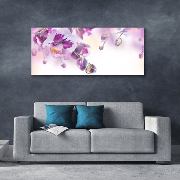 Tablou pe sticla Flori roz Floral