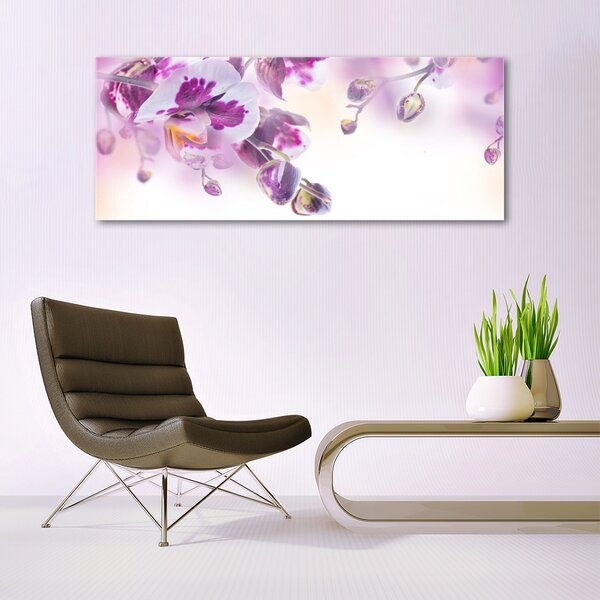 Tablou pe sticla Flori roz Floral