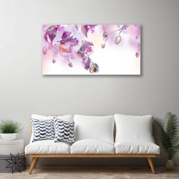 Tablou pe sticla Flori roz Floral