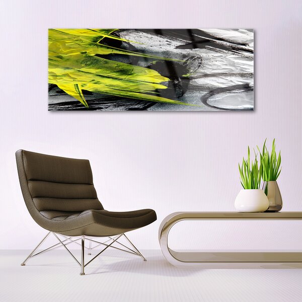 Tablou pe sticla Abstract Art Verde Negru Gri