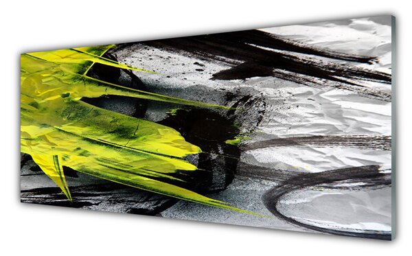Panou sticla bucatarie Abstract Art Verde Negru Gri