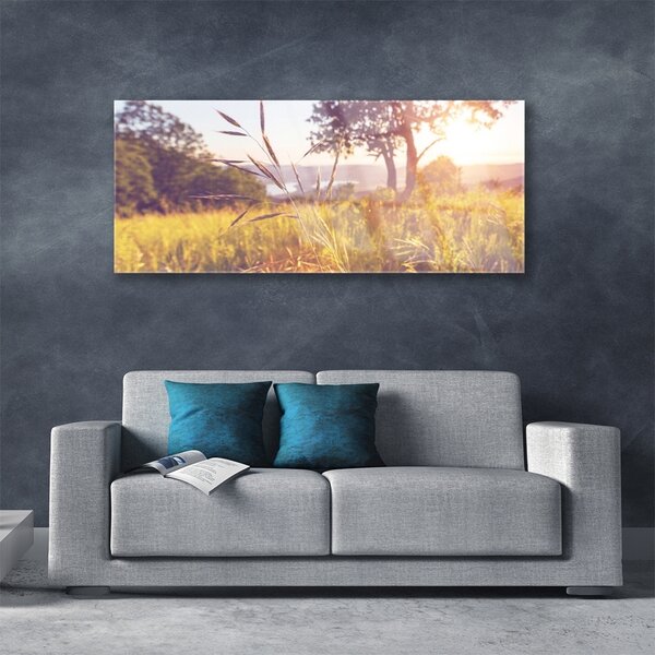 Tablou pe sticla Meadow Grass copac Natura Verde Maro