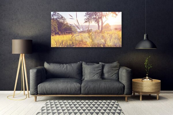 Tablou pe sticla Meadow Grass copac Natura Verde Maro